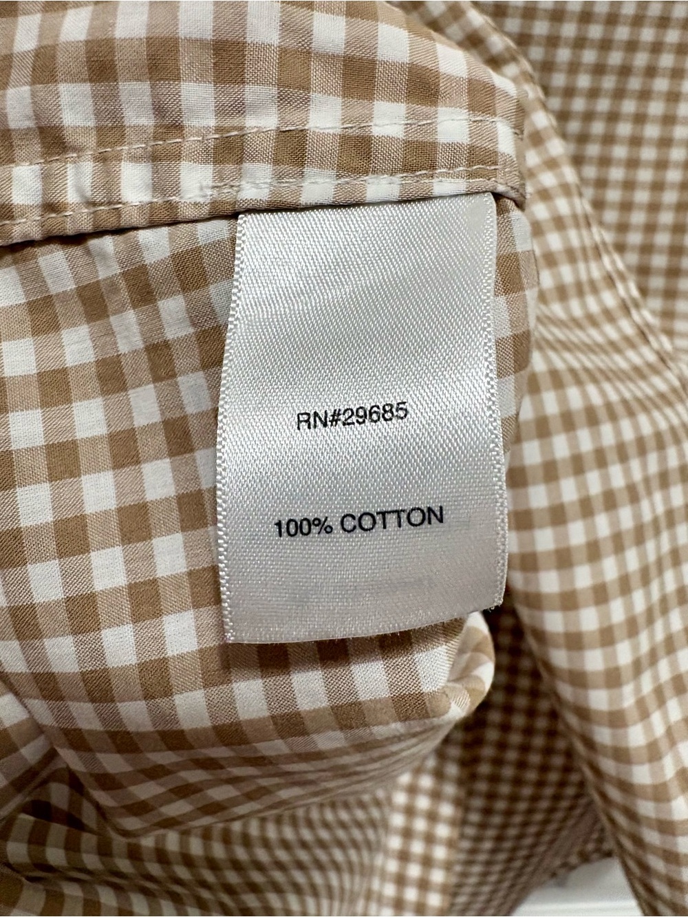 Pendleton Tan White Gingham Plaid Button Down Shirt Women Medium Cotton EUC - Picture 4 of 6